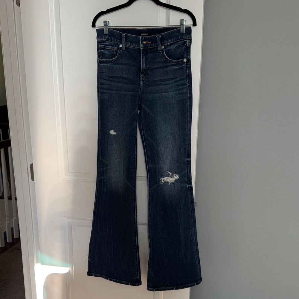 Express 70’s Flare Mid Rise Jeans, Size 2R